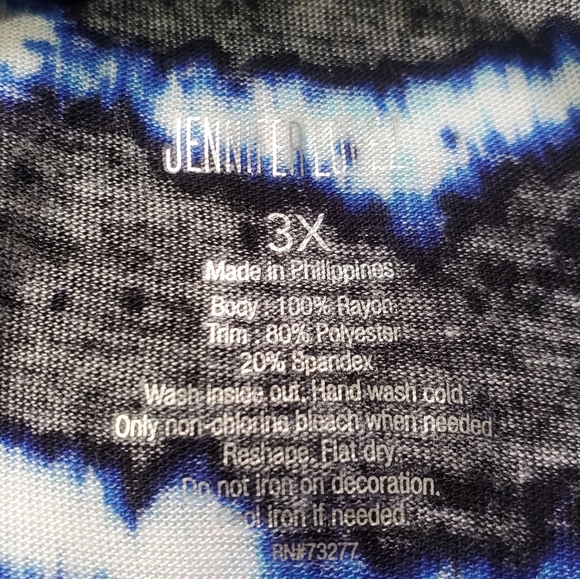 Jennifer Lopez Shirt Size 3X Blue Black White Short Sleeve Top Blouse Shirt - Picture 8 of 8